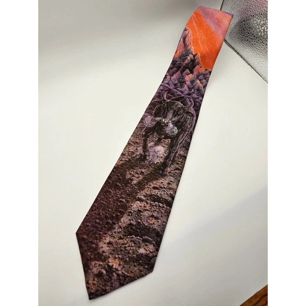 Vintage 1990‎ Ralph Marlin The Bull Necktie Blaine Heerman Graphic Art Tie USA